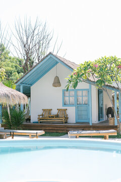 Tropical beach house with swimming pool