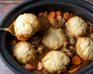 delicious home made beef stew and dumplings 