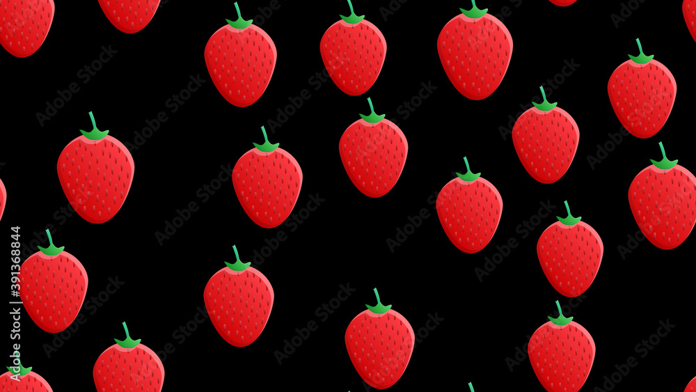 Poster strawberry seamless pattern isolated on pink background. random strawberry pattern. easy to edit, re