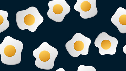 Fried Eggs seamless pattern on blue background. Vector illustration