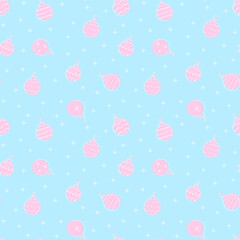 Seamless pattern Christmas decorations. Vector illustration Seamless background with new year toys. Seamless texture for gift packing paper.