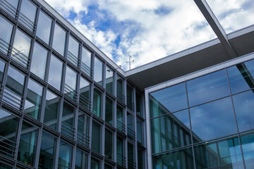 Fototapeta na wymiar Business center, black glass texture, modern office buildings