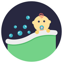 
A baby bathing time, flat icon design
