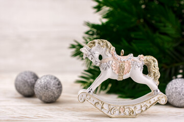 Christmas wooden toy rocking horse