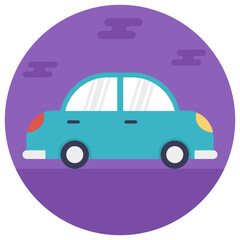 
Flat icon design of  a blue toy car
