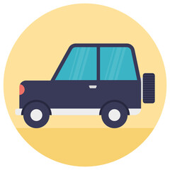 
Flat icon design of  a blue toy car
