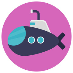 
Flat icon design of a vessel, submarine
