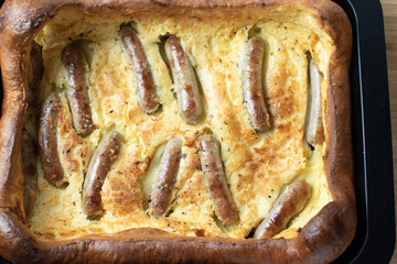 toad in the hole food background 