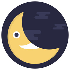 
Flat icon design of a moon cartoon representing sleep time for kids
