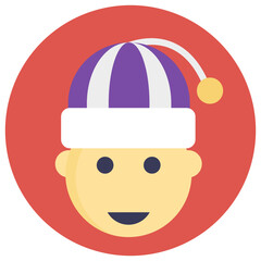 
A smiling baby boy face, flat vector icon 
