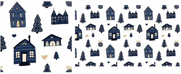 Fototapeta na wymiar Seamless pattern for Christmas holiday. Handdrawn background for fabric, wrapping paper, textile, wallpaper and apparel.