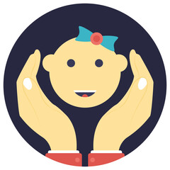 
A smiling baby boy face, flat vector icon 
