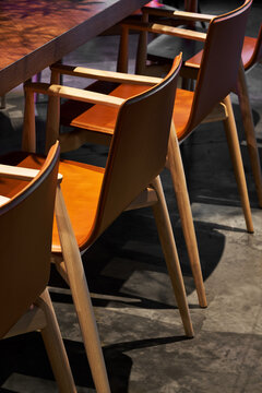 Simple chairs placed near table
