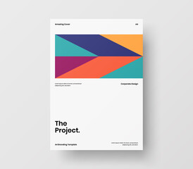 Obraz premium Amazing business presentation vector A4 vertical orientation front page mock up. Modern corporate report cover abstract geometric illustration design layout. Company identity brochure template.