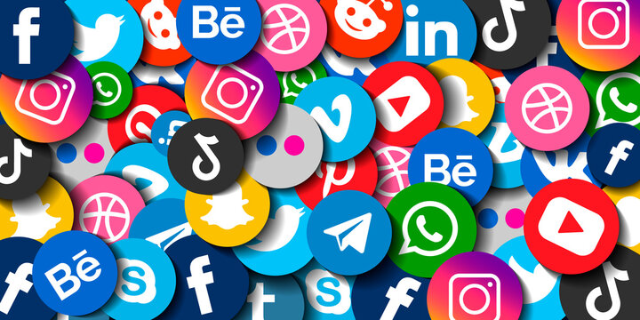 Background with icons of popular social media networks
