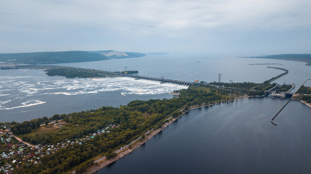 Drone shot of a water discharge