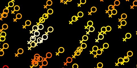 Dark Orange vector template with businesswoman signs.