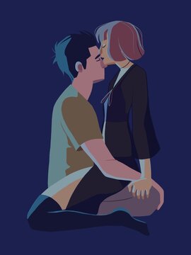 Naklejki Sensual couple making out