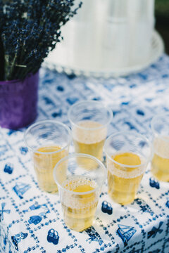 apple juice tasting outdoors