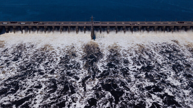 Drone shot of a water discharge