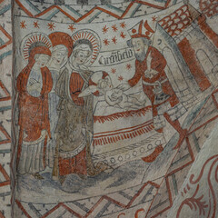Circumcision of Jesus in the temple, an ancient wall-painting