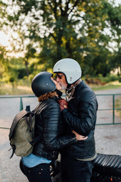 Senior Couple Kiss