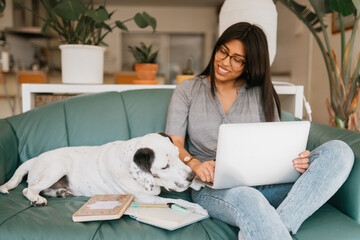 Young woman working from home