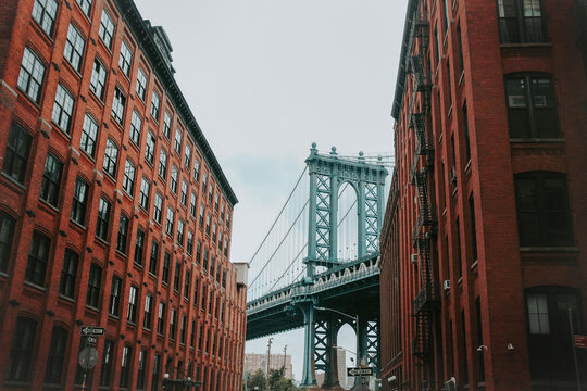 Manhattan Bridge from Dumbo in New York City, USA