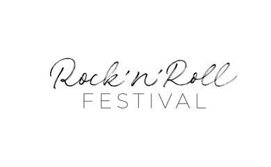 Rock and Roll festival hand drawn vector lettering. Modern simple line calligraphy isolated on white background. Rock n roll grunge style typography for print stump, t shirt, poster design, banner. 