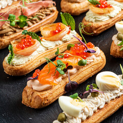 Christmas appetizers on the stone board