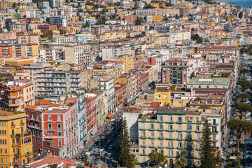 Panoramic view of the city of Naples (Napoli) in Italy