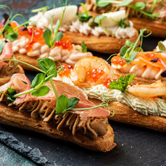 Christmas appetizers on the stone board