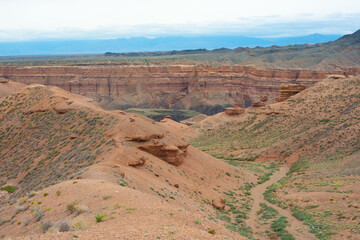 Castle valley and Charyn canyon in Kazakhstan an attraction for tourists	