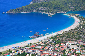 View of Oludeniz Beach And Blue Lagoon. Oludeniz beach is best beach in Turkey - Fethiye, Turkey