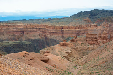 Castle valley and Charyn canyon in Kazakhstan an attraction for tourists	