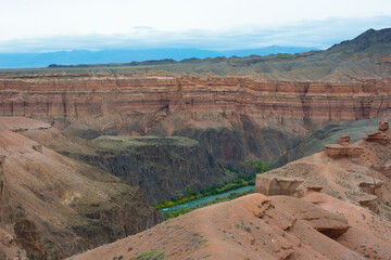 Castle valley and Charyn canyon in Kazakhstan an attraction for tourists	