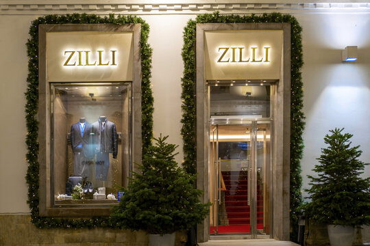 New year Zilli store in the Christmas decorations - Moscow, Russia, December, 12, 2019