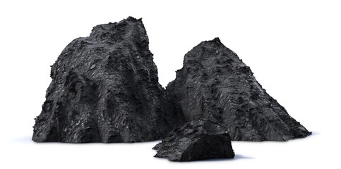 dark rocks isolated with shadow on white background  © dottedyeti
