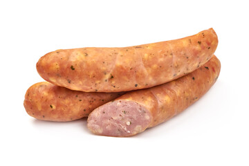 German bratwurst sausages, isolated on white background