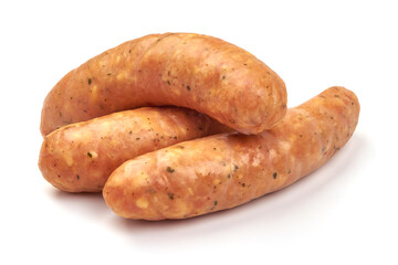 German bratwurst sausages, isolated on white background