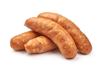 German bratwurst sausages, isolated on white background