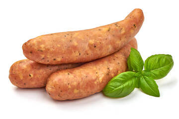 Bavarian sausages, isolated on white background
