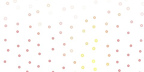 Light red, yellow vector background with spots.