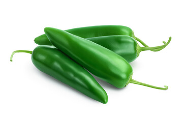 jalapeno pepper isolated on white background. Green chili pepper with clipping path and full depth of field.