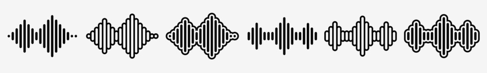 Sound Wave Icon Set | Music Sound Waves Vector Illustration Logo | Audio Soundwave Icons Isolated Collection