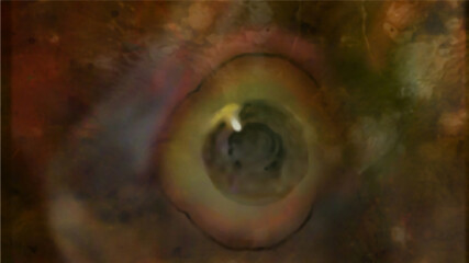 Eerie Eye with marbled background.