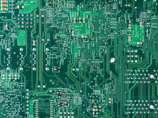 printed circuit motherboard for the server, computer workstation, processor system on a background,...