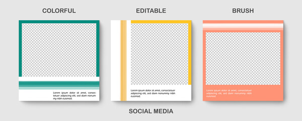 Social media editable post banner. Web banners for social media. Clear and simple colorful brush design, vector illustration for facebook.