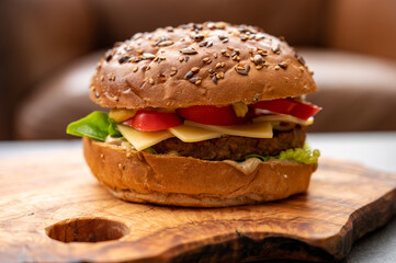 Fresh made vegan burger, healthy food