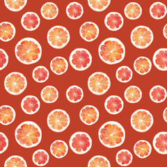 watercolor seamless pattern. hand-drawn watercolor images of slices of lemon and orange. great for packaging, advertising backgrounds, wrapping paper, textiles, wallpaper and fabrics